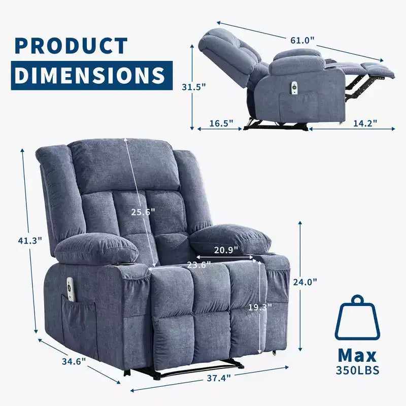 Massage Rocker Recliner Chair with Vibration Massage and Heat, Ergonomic Lounge Chair for Living Room with Side Pocket and Cup Holders
