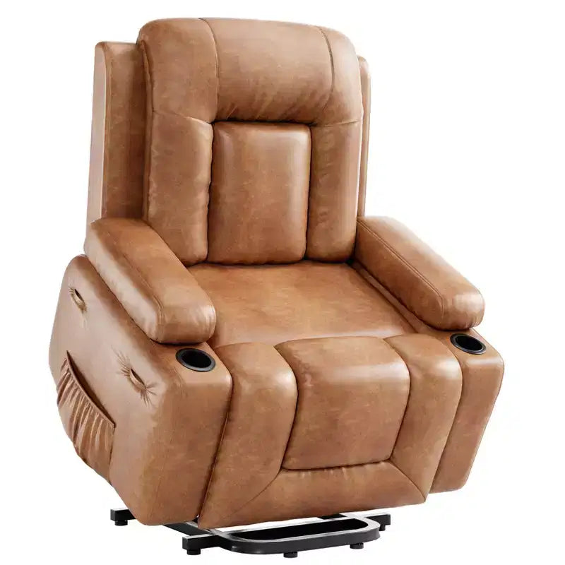 Power Lift Recliner Chair with Heat & Massage  PU Leather Electric Sofa for Elderly, Remote Control
