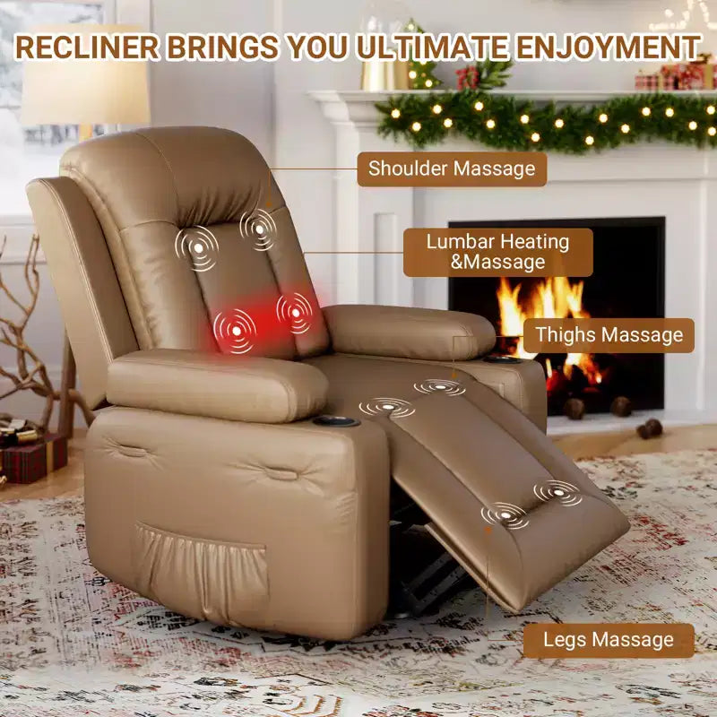 Power Lift Recliner Chair with Heat & Massage  PU Leather Electric Sofa for Elderly, Remote Control