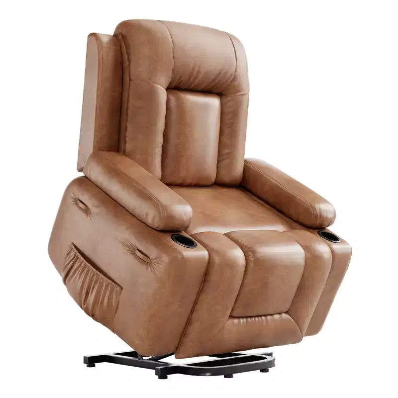 Sillón reclinable eléctrico Power Lift con función de calor y masaje, sofá eléctrico de cuero sintético para personas mayores, con control remoto