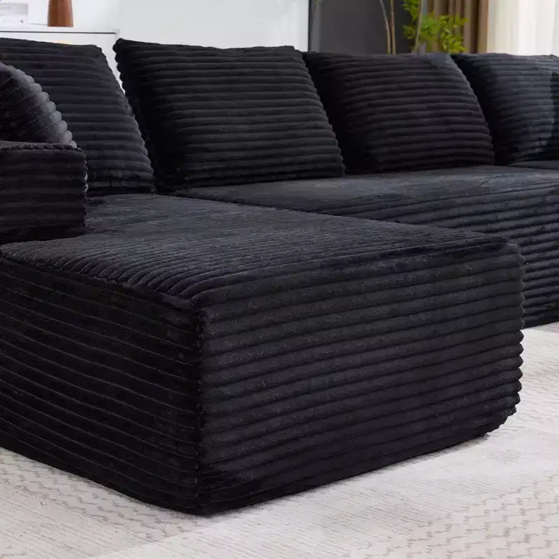 130'' U Shaped Cloud Couch Sectional Modern Modular Couch with 2 Chaise Lounge, 4-Seat Corduroy Deep Seat Sofa with Pillows for Living Room