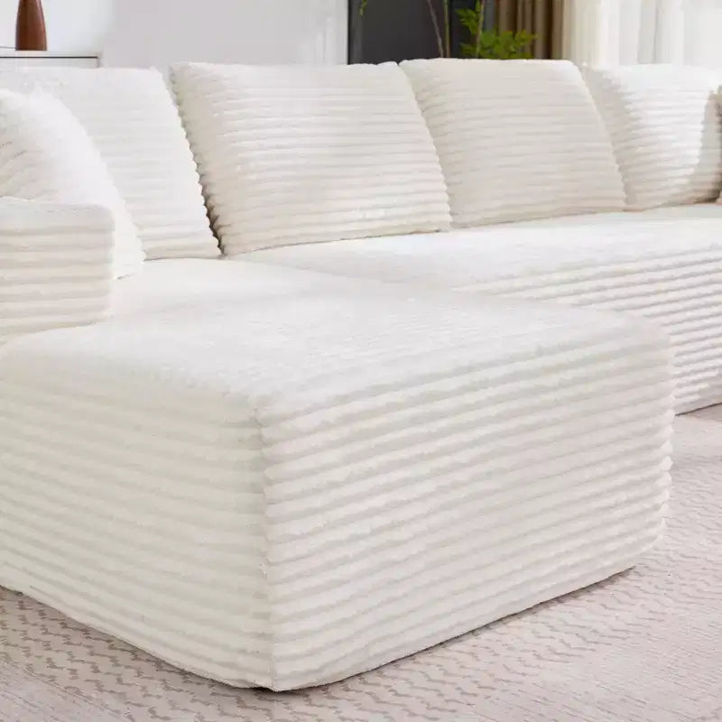 130'' U Shaped Cloud Couch Sectional Modern Modular Couch with 2 Chaise Lounge, 4-Seat Corduroy Deep Seat Sofa with Pillows for Living Room
