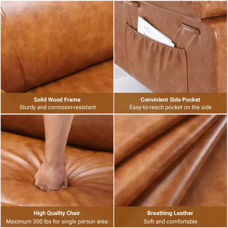 Power Lift Recliner Chair for Seniors  Electric Heated Massage Sofa with Remote, PU Leather, Side Pocket, Beige