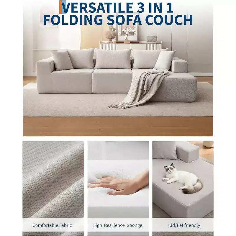 108 Modular Cloud Sectional Sofa with L-Shape Chaise - Deep Seat Modern Sofa for Living Room