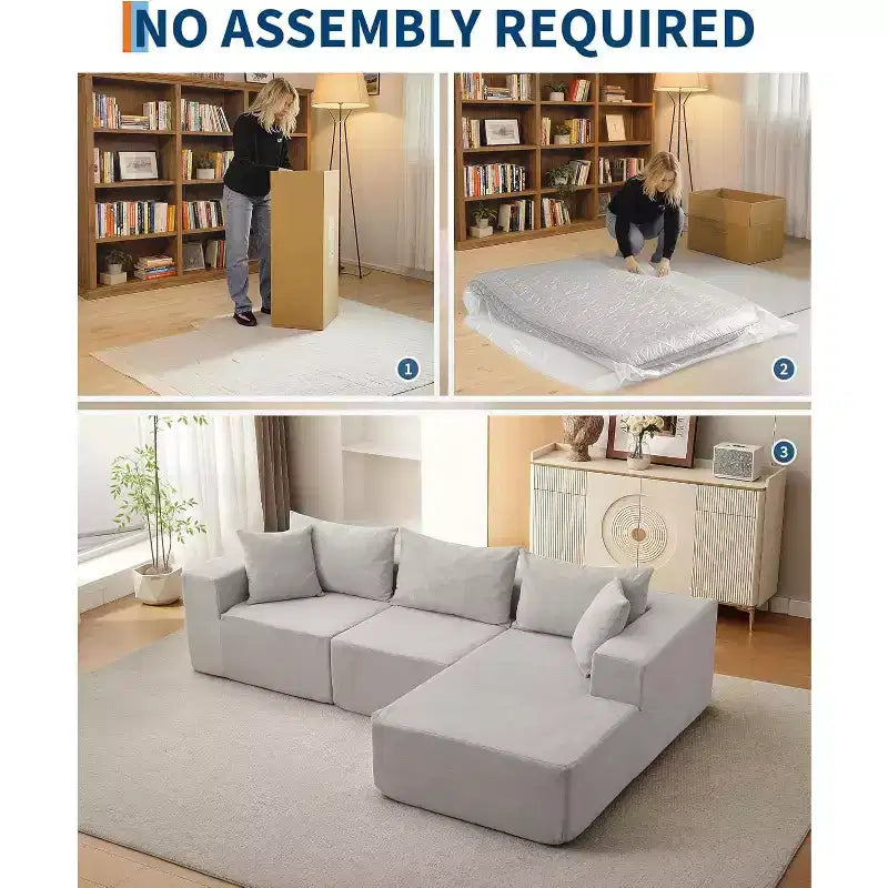 108 Modular Cloud Sectional Sofa with L-Shape Chaise - Deep Seat Modern Sofa for Living Room
