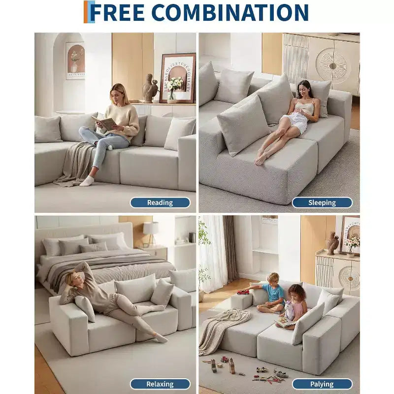 108 Modular Cloud Sectional Sofa with L-Shape Chaise - Deep Seat Modern Sofa for Living Room