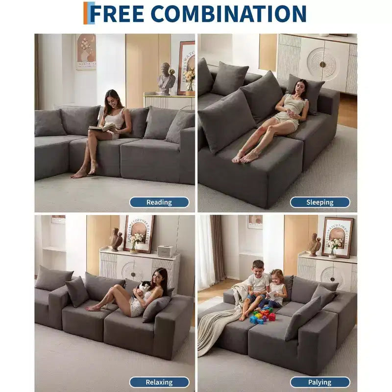 108 Modular Cloud Sectional Sofa with L-Shape Chaise - Deep Seat Modern Sofa for Living Room