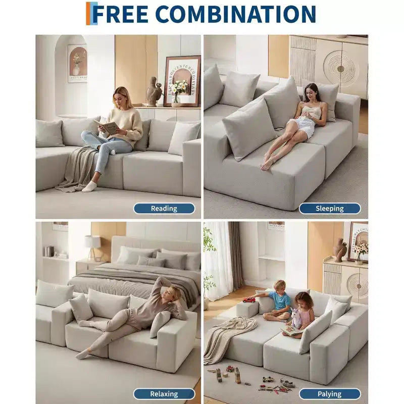 108 Modular Cloud Sectional Sofa with L-Shape Chaise - Deep Seat Modern Sofa for Living Room