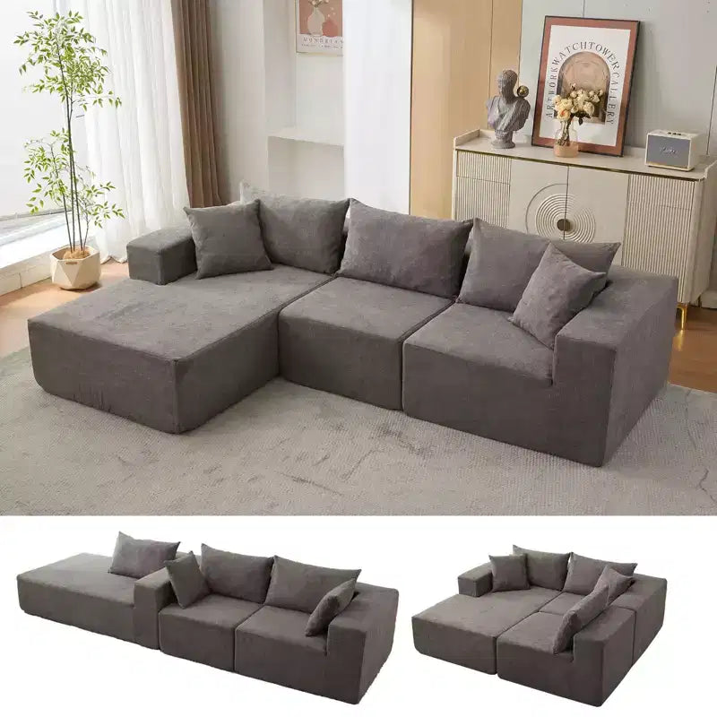 Canapé sectionnel modulaire 108 avec méridienne en L - Canapé moderne profond pour salon