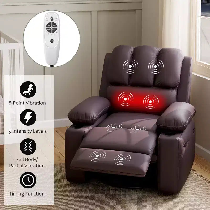 Recliner Chair,Rocking Chair with Massage and Heat,360 Swivel Living room Chairs for Adults,Rocker Manual Recliner with Cup Holder for Living Room