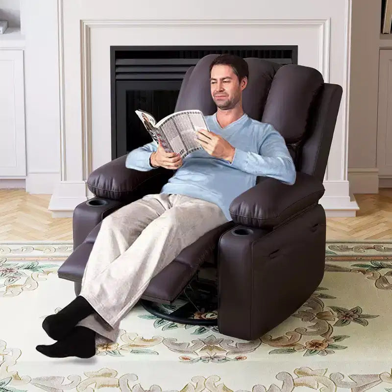 Recliner Chair,Rocking Chair with Massage and Heat,360 Swivel Living room Chairs for Adults,Rocker Manual Recliner with Cup Holder for Living Room