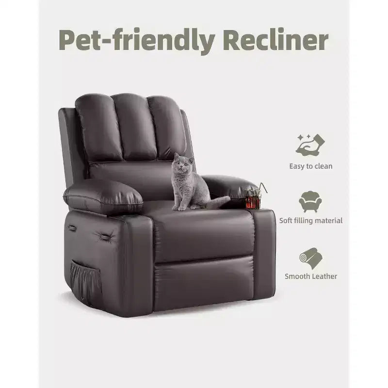 Recliner Chair,Rocking Chair with Massage and Heat,360 Swivel Living room Chairs for Adults,Rocker Manual Recliner with Cup Holder for Living Room