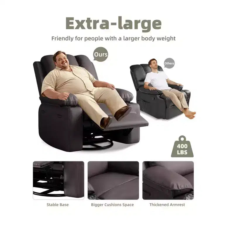 Recliner Chair,Rocking Chair with Massage and Heat,360 Swivel Living room Chairs for Adults,Rocker Manual Recliner with Cup Holder for Living Room