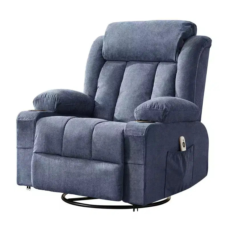 COZONY Rocker Recliner Chair with Heat & Massage - 360 Swivel, Oversized Single Sofa Seat with 3 Positions, USB Ports, Cup Holders, Side Pockets
