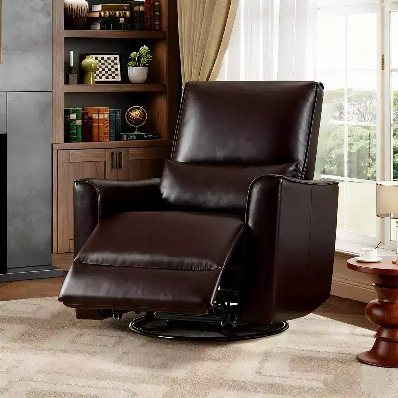 Recliner Chair,360 Swivel Rocker Glider Nursery Chair with Padded Armrest and Deep Seat, PU Leather Upholstered Reclining Sofa Chair for Living Room