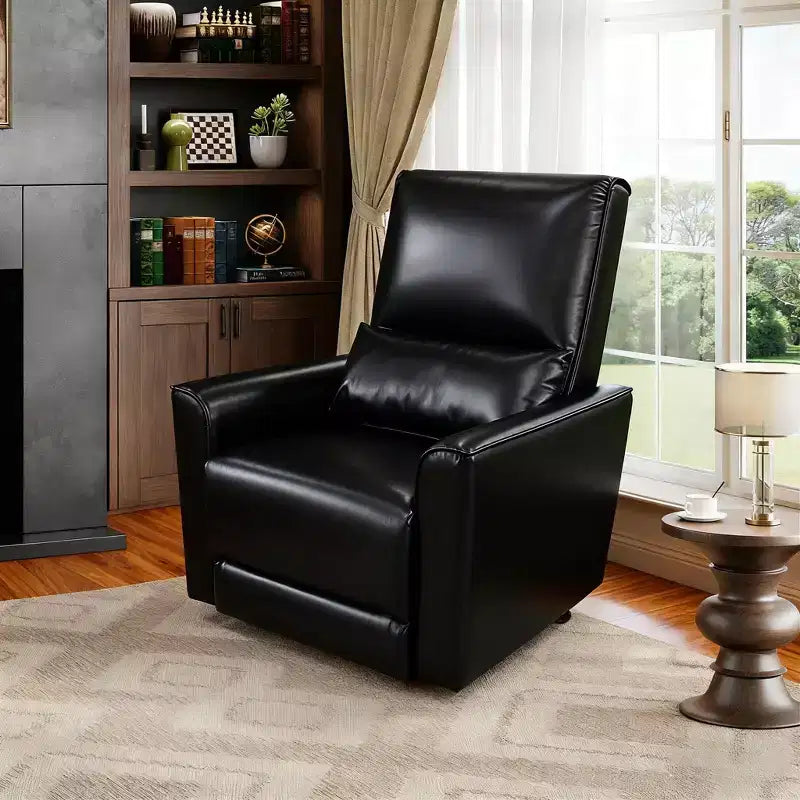 Recliner Chair,360 Swivel Rocker Glider Nursery Chair with Padded Armrest and Deep Seat, PU Leather Upholstered Reclining Sofa Chair for Living Room