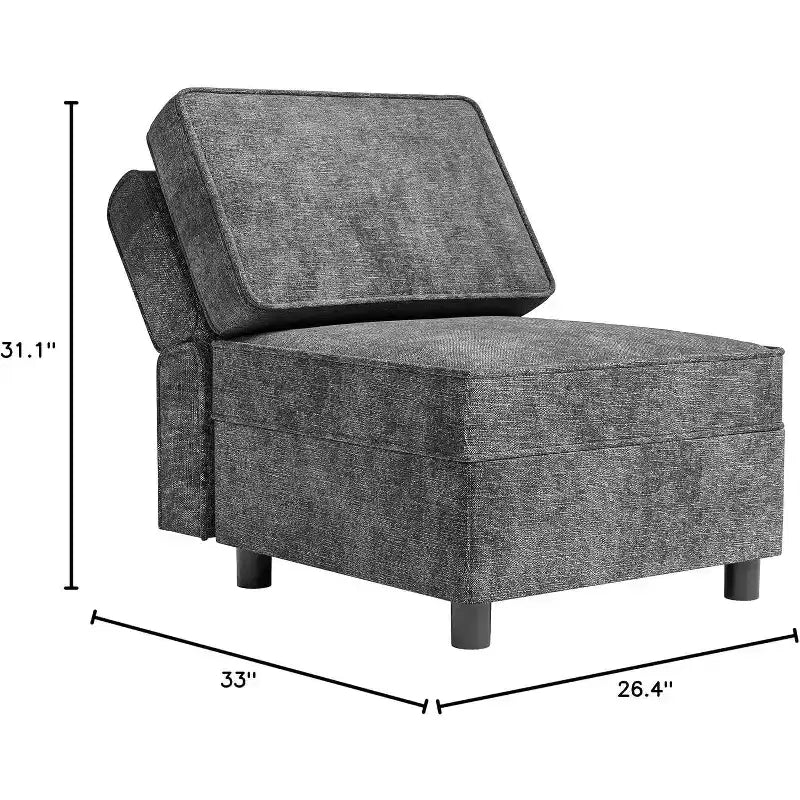 COZONY Modular Sectional, U/L-Shaped Reversible Sofa Bed w/ Storage Seat, Grey