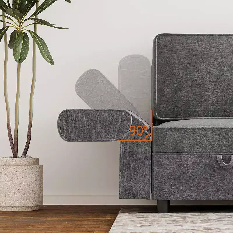COZONY Modular Sectional, U/L-Shaped Reversible Sofa Bed w/ Storage Seat, Grey