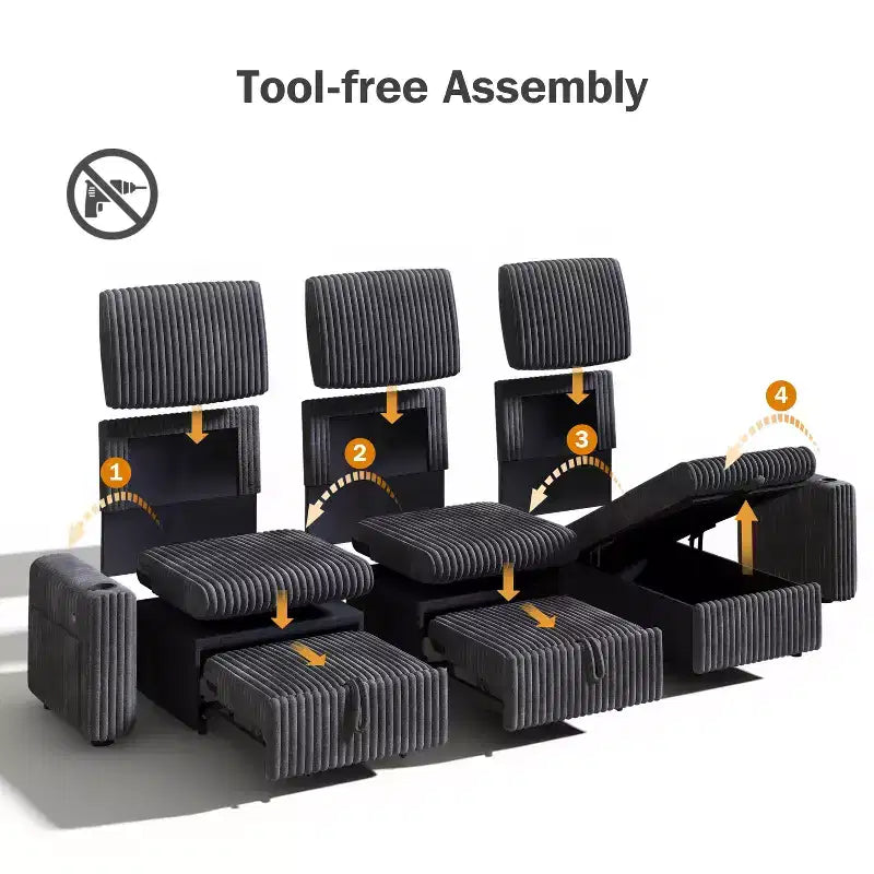 Dyonery Modular Sectional Sleeper Sofa with Pull Out Couch Bed Convertible Couch with Storage Chaise & Side Pocket,for Living Room Apartment