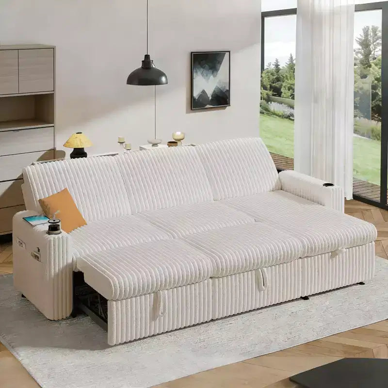 Dyonery Modular Sectional Sleeper Sofa with Pull Out Couch Bed Convertible Couch with Storage Chaise & Side Pocket,for Living Room Apartment