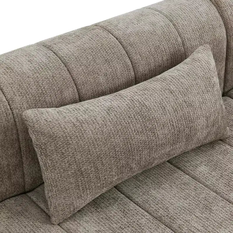 MAYEERTY 145.5-Inch Modular Sectional Sofa Beige Polyester Upholstery, 4-Piece Compressed Sponge Couch for Living Room