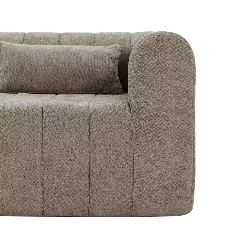 MAYEERTY 145.5-Inch Modular Sectional Sofa Beige Polyester Upholstery, 4-Piece Compressed Sponge Couch for Living Room