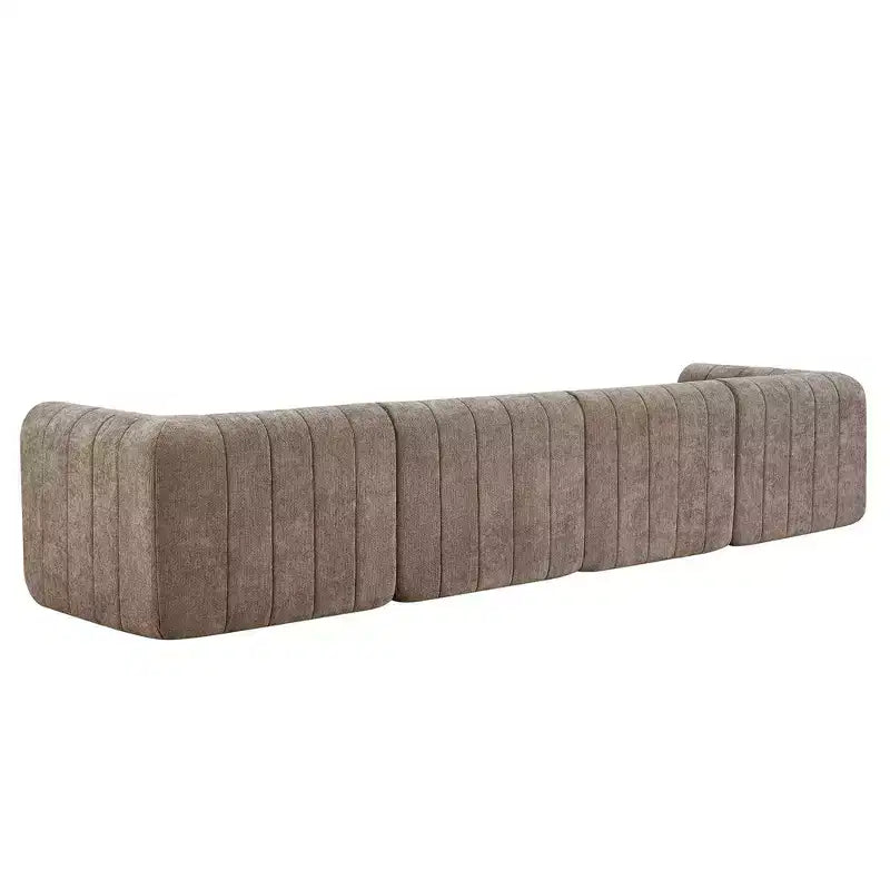 MAYEERTY 145.5-Inch Modular Sectional Sofa Beige Polyester Upholstery, 4-Piece Compressed Sponge Couch for Living Room