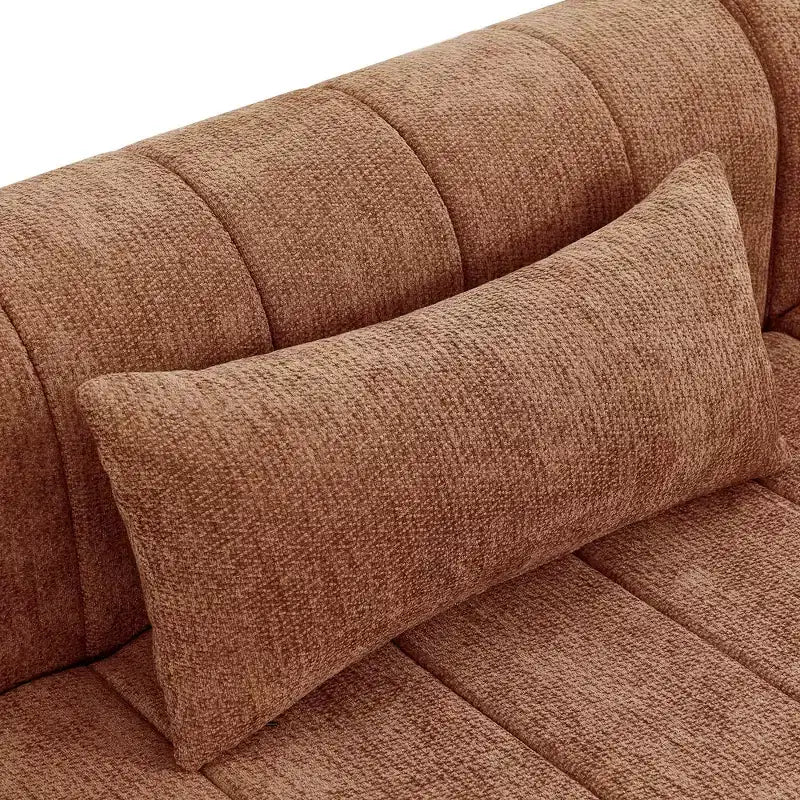 MAYEERTY 145.5-Inch Modular Sectional Sofa Beige Polyester Upholstery, 4-Piece Compressed Sponge Couch for Living Room