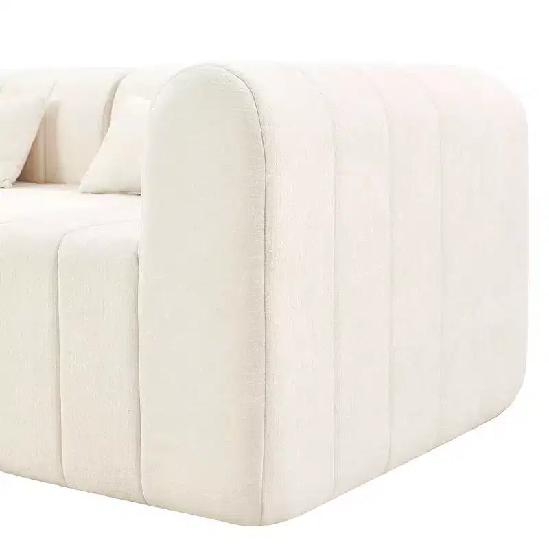 MAYEERTY 145.5-Inch Modular Sectional Sofa Beige Polyester Upholstery, 4-Piece Compressed Sponge Couch for Living Room