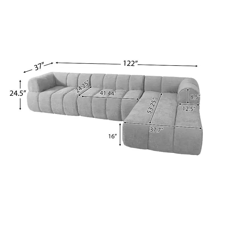 MAYEERTY 122-Inch L-Shaped Sectional Sofa, 2-Piece Fully Assembled, Right-Hand Chaise, High-Density Sponge