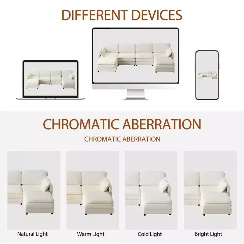MAYEERTY 54-Inch Plush Cloud Modular Sofa, Single with Ottoman, Beige Chenille Cushion & Pillow, Compact for Home
