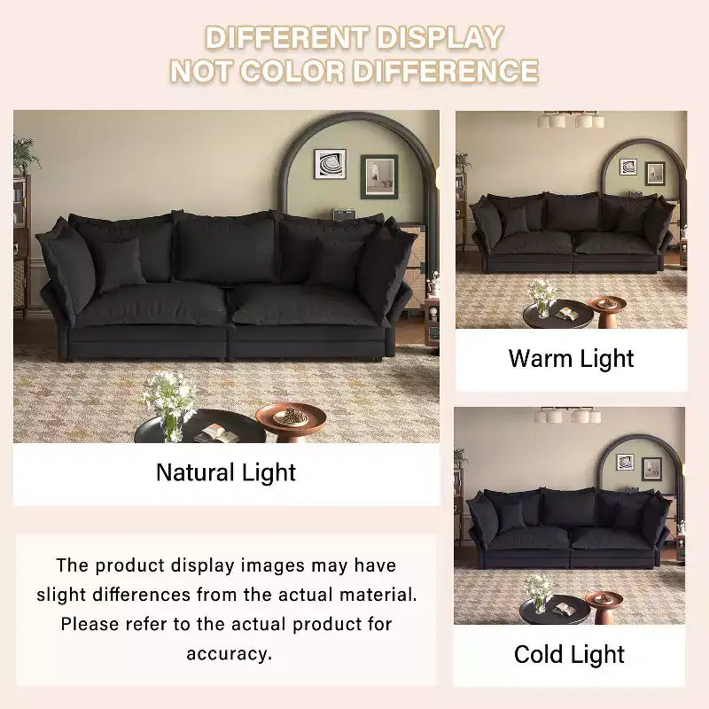Sofa Modular Sectional, Deep Seat Couch with Large Pillows, Upholstered Sleeper Sofa for Apartment, Living Room, Hotel, Studio, Office