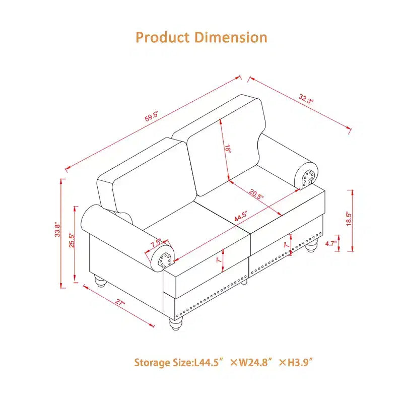MAYEERTY Modern Sectional Sofas Classic Design with Nails Liing Room 5 Seaters Faux Leather Upgolstered Brown