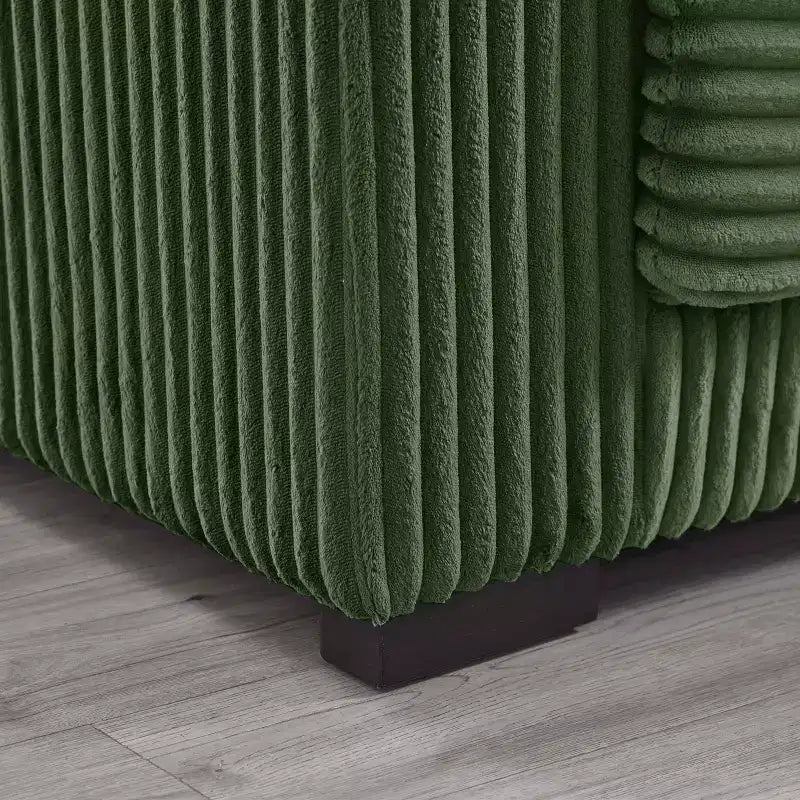 MAYEERTY 93 Sectional Sofa L Shaped Sofa Couch with Reversible Chaise Lounge Upgolstered Soft Curduroy Couch for Living Room Green