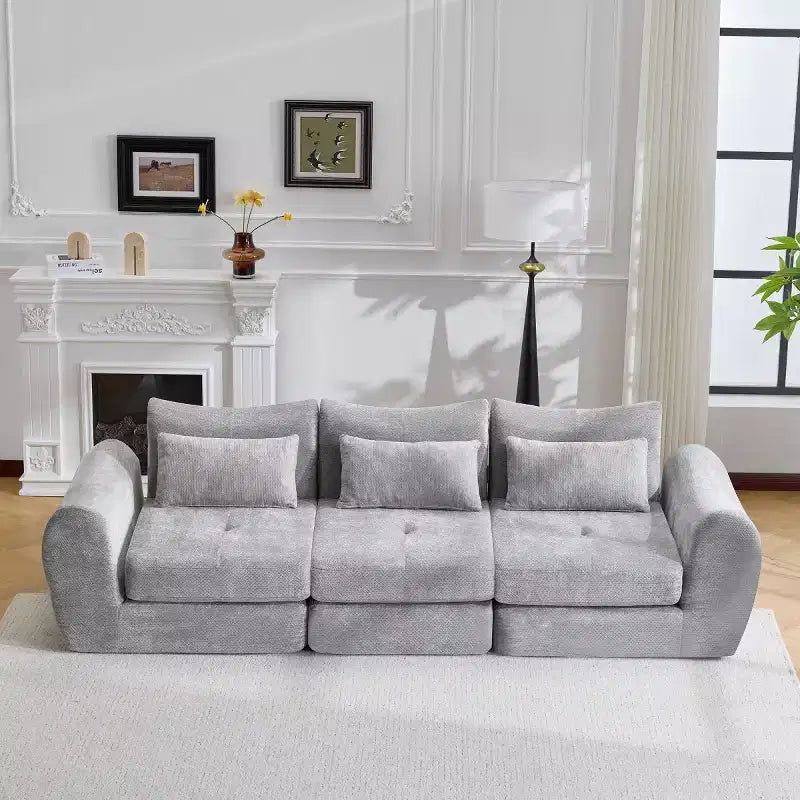 Modern Modular Sectional Sofa, Convertible Folding Sleeper Sofa Bed, Soft Chenille Compressed Sofa for Living Room, Bedroom-Panipeachy