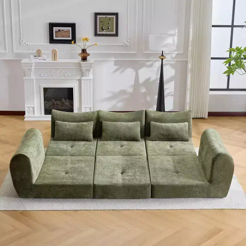 Modern Modular Sectional Sofa, Convertible Folding Sleeper Sofa Bed, Soft Chenille Compressed Sofa for Living Room, Bedroom-Panipeachy