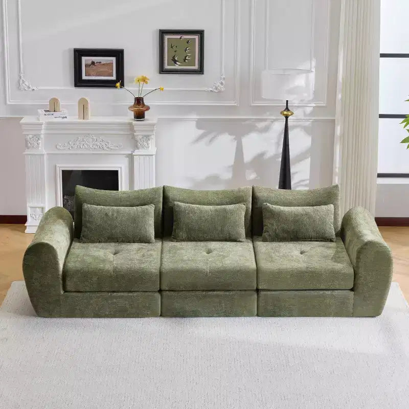 Modern Modular Sectional Sofa, Convertible Folding Sleeper Sofa Bed, Soft Chenille Compressed Sofa for Living Room, Bedroom-Panipeachy