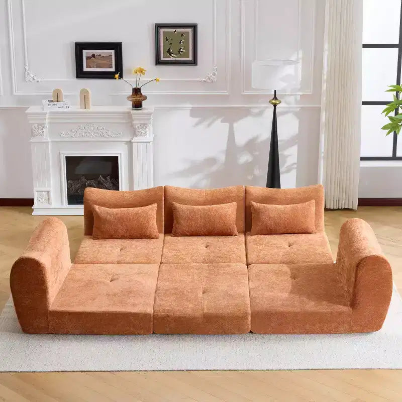 Modern Modular Sectional Sofa, Convertible Folding Sleeper Sofa Bed, Soft Chenille Compressed Sofa for Living Room, Bedroom-Panipeachy
