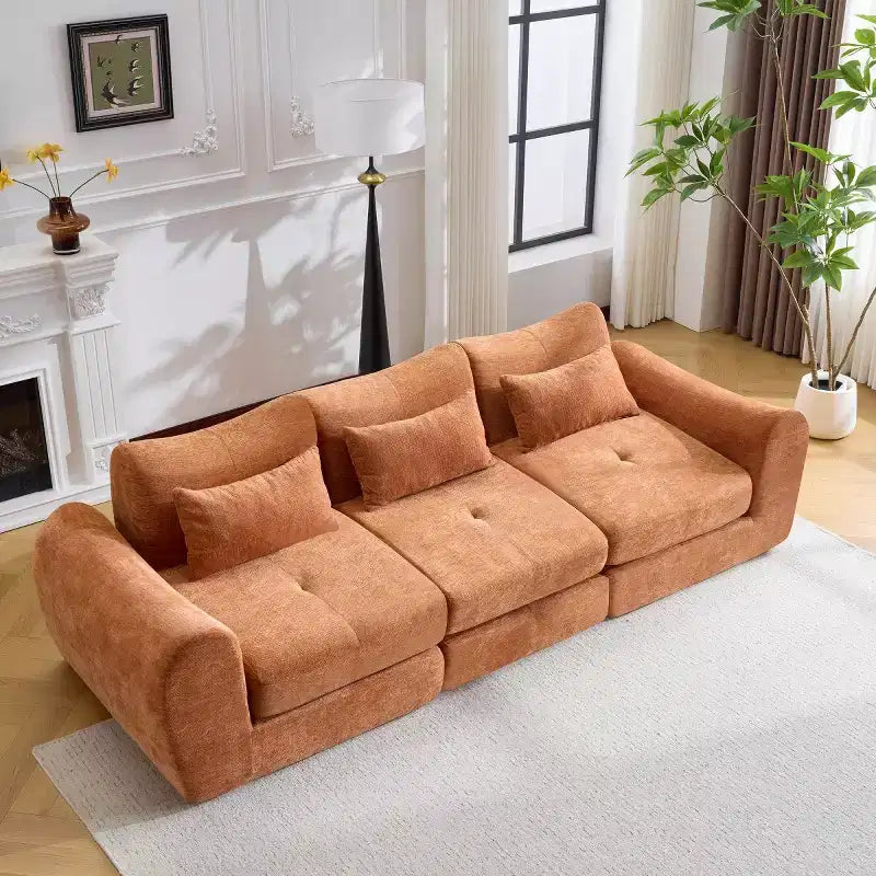 Modern Modular Sectional Sofa, Convertible Folding Sleeper Sofa Bed, Soft Chenille Compressed Sofa for Living Room, Bedroom-Panipeachy