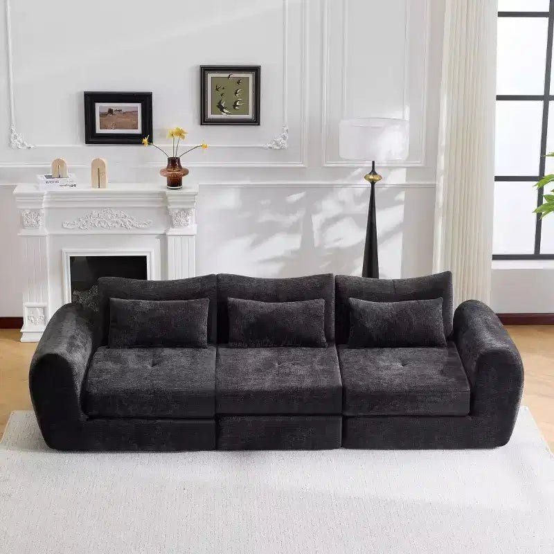 Modern Modular Sectional Sofa, Convertible Folding Sleeper Sofa Bed, Soft Chenille Compressed Sofa for Living Room, Bedroom-Panipeachy
