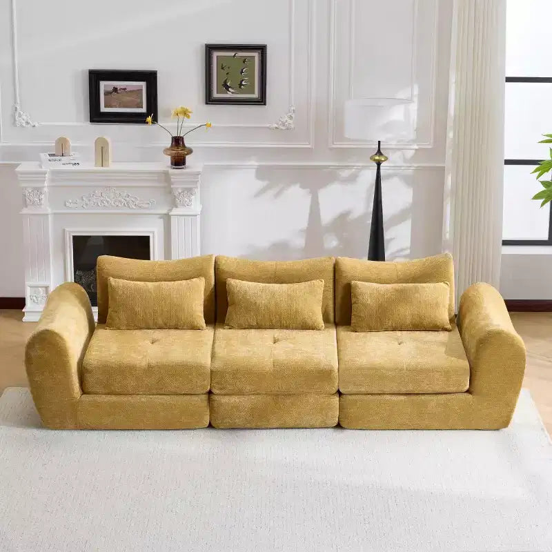 Modern Modular Sectional Sofa, Convertible Folding Sleeper Sofa Bed, Soft Chenille Compressed Sofa for Living Room, Bedroom-Panipeachy