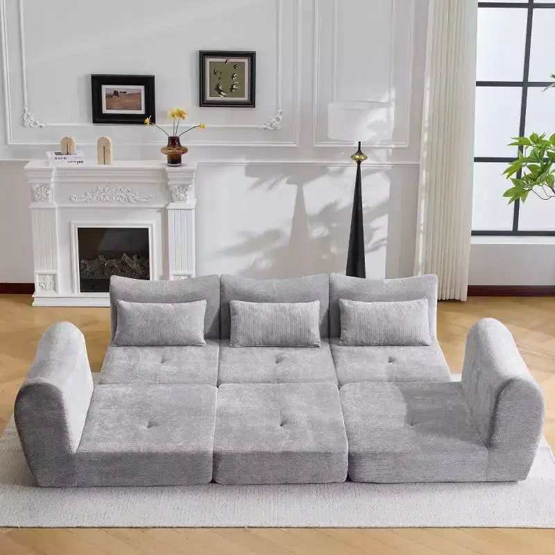 Modern Modular Sectional Sofa, Convertible Folding Sleeper Sofa Bed, Soft Chenille Compressed Sofa for Living Room, Bedroom-Panipeachy