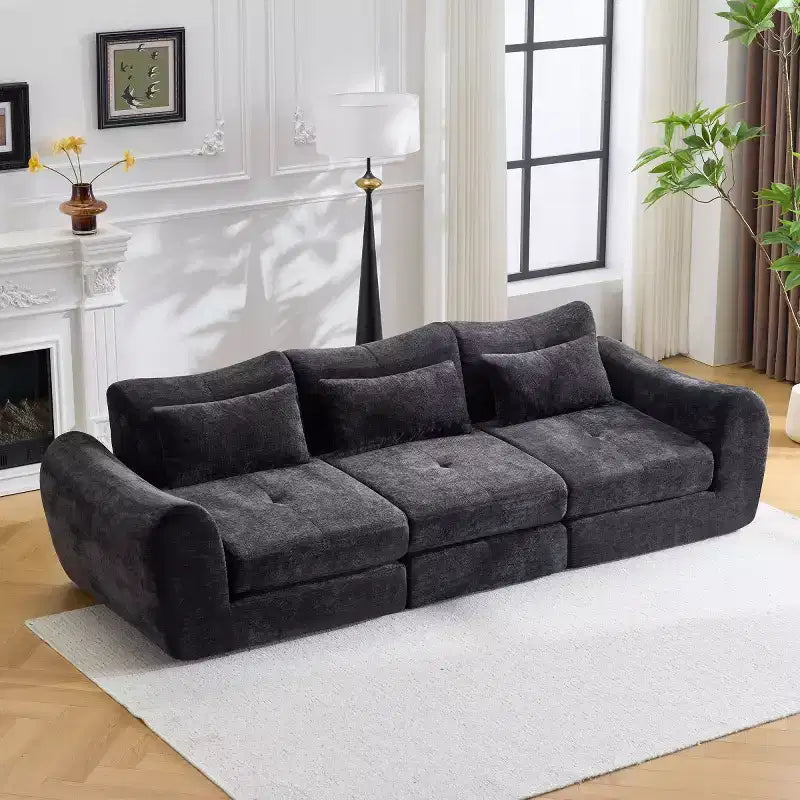 Modern Modular Sectional Sofa, Convertible Folding Sleeper Sofa Bed, Soft Chenille Compressed Sofa for Living Room, Bedroom-Panipeachy