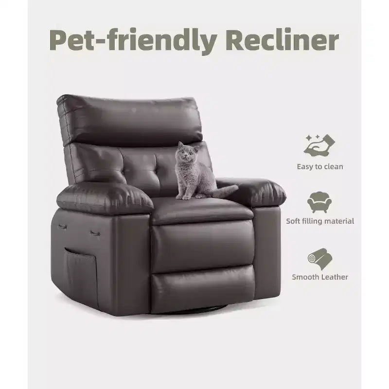 Oversized Recliner Chair with Heat & Massage, Rocking Manual Recliner with Remote for Adults, Living Room/Bedroom/Nursery, Creamy