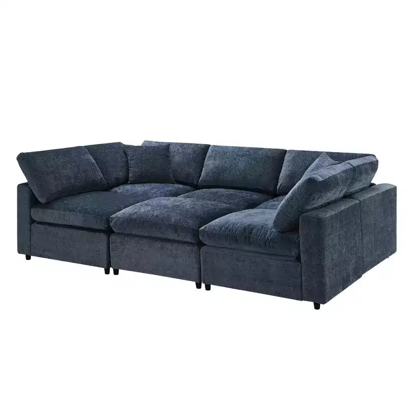 Polibi 6-Piece Modular Chenille Cloud Sofa Bed with Ottoman