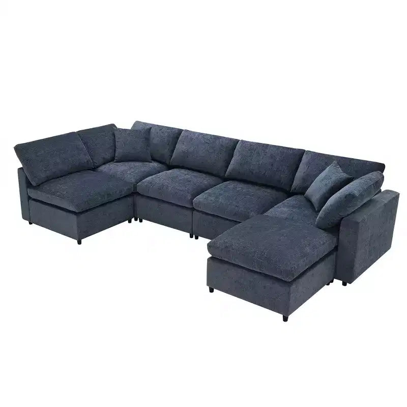 Polibi 6-Piece Modular Chenille Cloud Sofa Bed with Ottoman