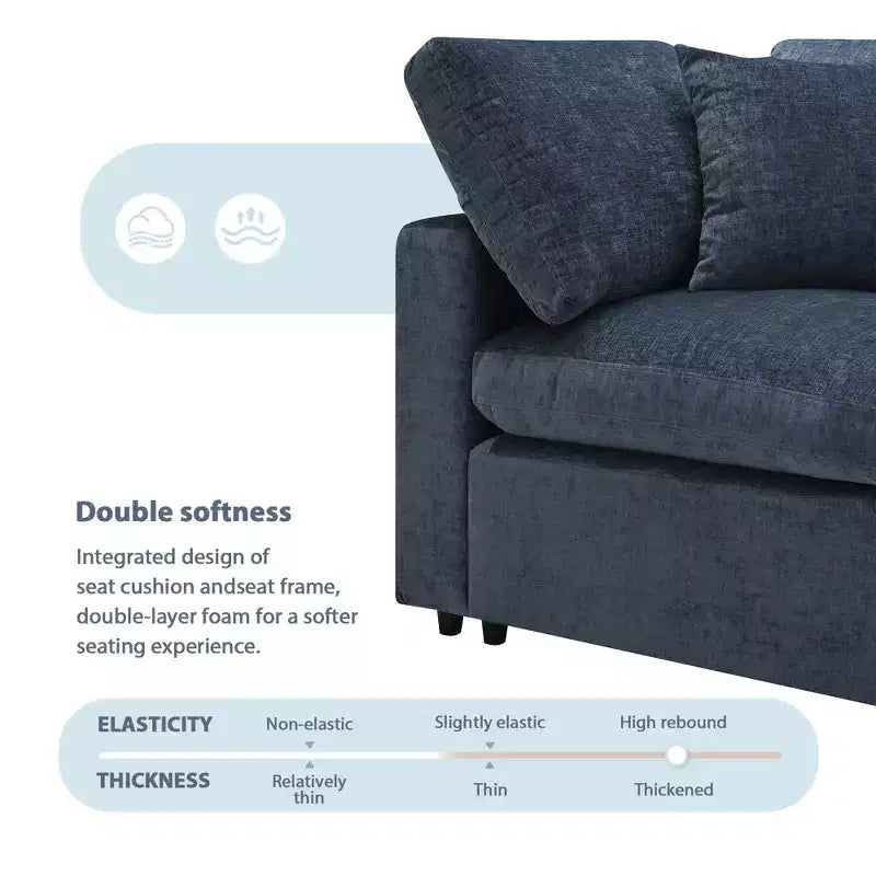 Polibi 6-Piece Modular Chenille Cloud Sofa Bed with Ottoman