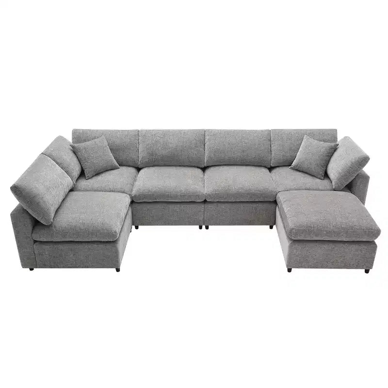 Polibi 6-Piece Modular Chenille Cloud Sofa Bed with Ottoman