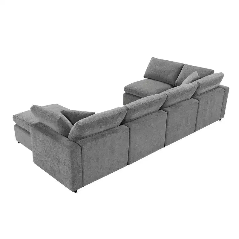 Polibi 6-Piece Modular Chenille Cloud Sofa Bed with Ottoman