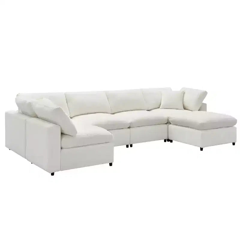 Polibi 6-Piece Modular Chenille Cloud Sofa Bed with Ottoman